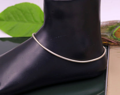 Handmade 925 sterling silver snake chain ankle bracelet with intricate design, perfect as belly dance jewelry or gift for her.