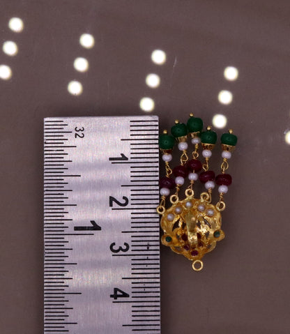 Handmade genuine 22kt yellow gold handmade gorgeous necklace set with fabulous color beads , wedding tribal rajput punjabijewelry india - TRIBAL ORNAMENTS