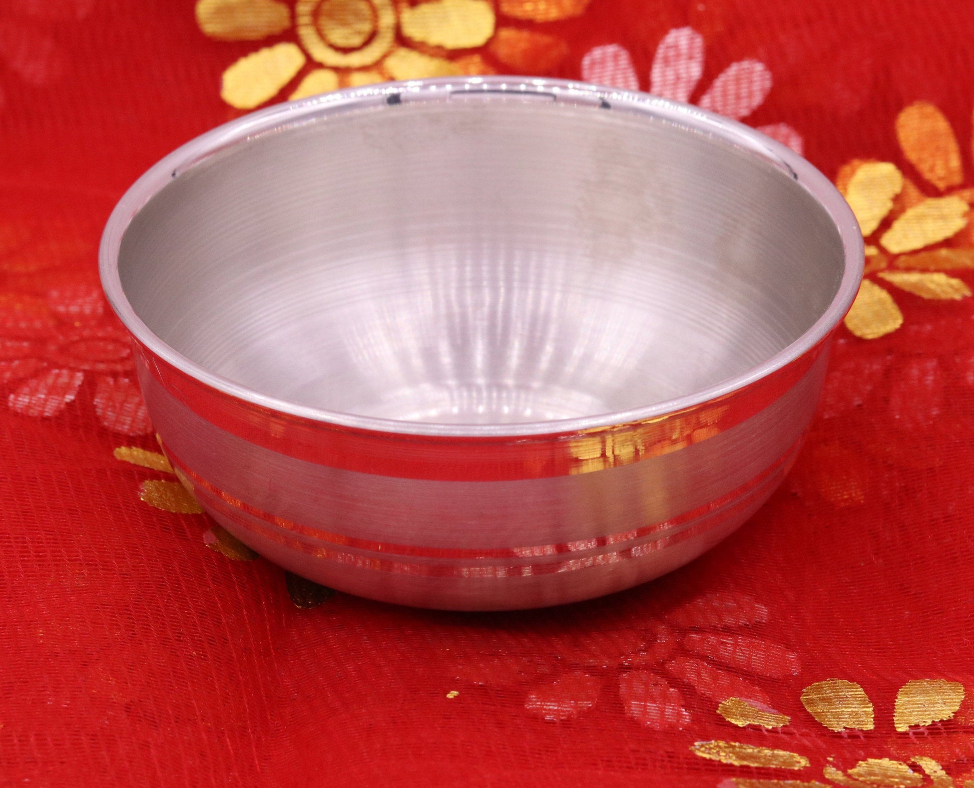 Handmade pure 999 fine silver bowl from Tribal Ornaments, high-quality silver kitchen utensil from India, plain silver vessel.