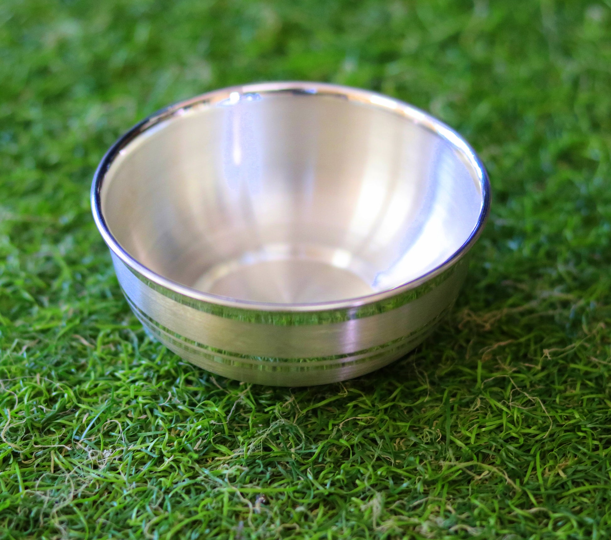 Handmade pure 999 fine silver bowl from Tribal Ornaments, plain high-quality Indian silver kitchen utensil with intricate design.
