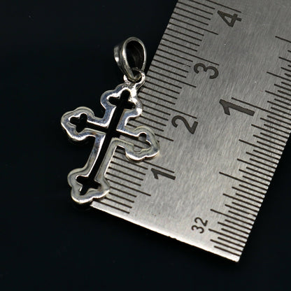 Sterling silver cross pendant by TRIBAL ORNAMENTS featuring a stylish, handmade unisex design, perfect for personalized jewelry gifts.