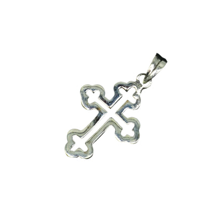 Sterling silver cross pendant by TRIBAL ORNAMENTS, handmade unisex jewelry with unique design, ideal for personalized gift.