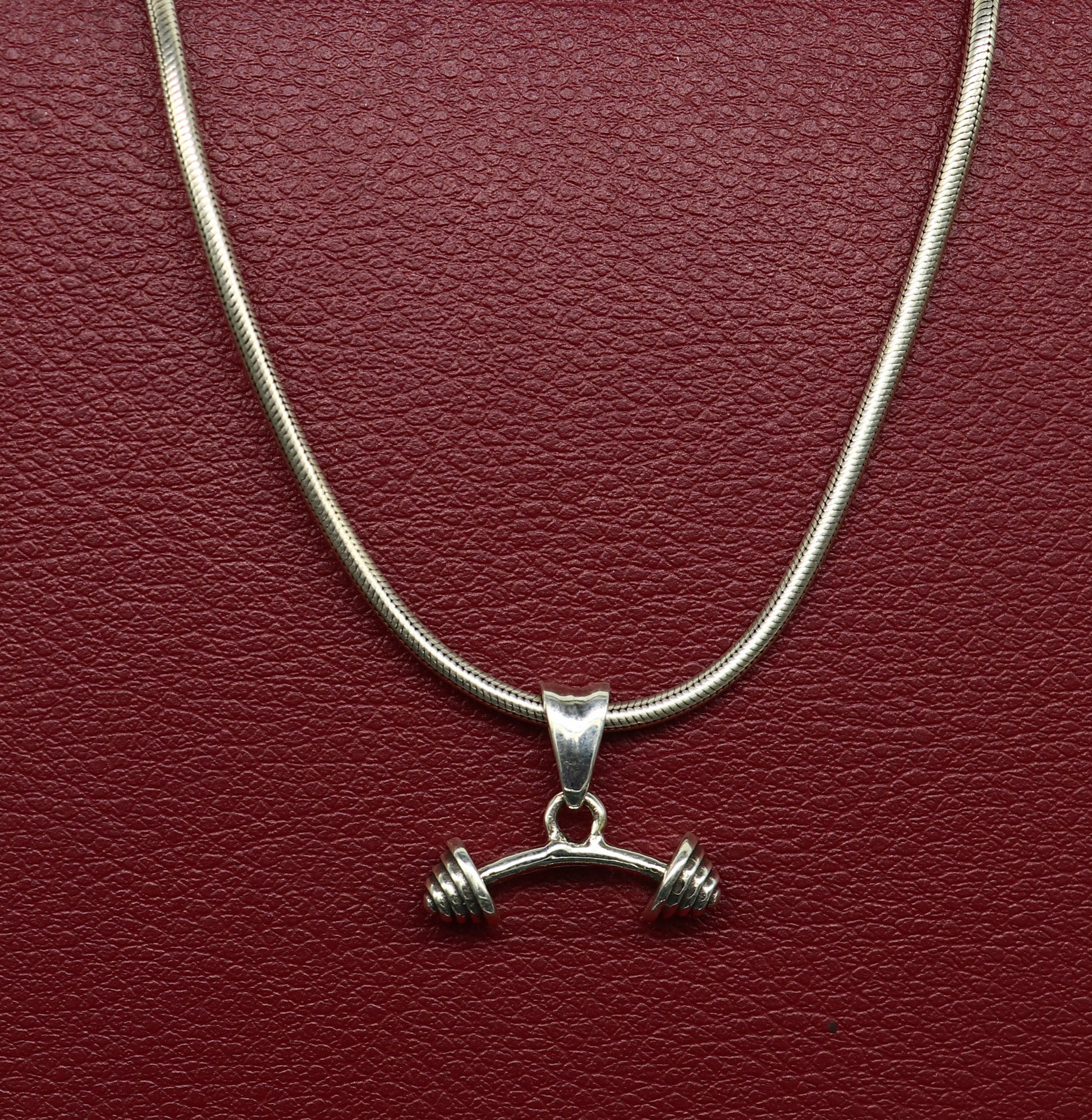 925 sterling silver Dumbbell pendant by Tribal Ornaments, stylish unisex jewelry with a unique handmade design from India.
