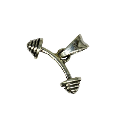 Sterling silver dumbbell pendant by TRIBAL ORNAMENTS, stylish unisex jewelry featuring a handmade, unique design.
