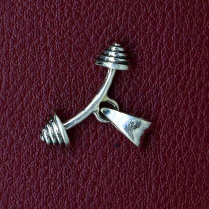 Sterling silver dumbbell pendant by TRIBAL ORNAMENTS, stylish unisex jewelry with a unique handmade design, from India.