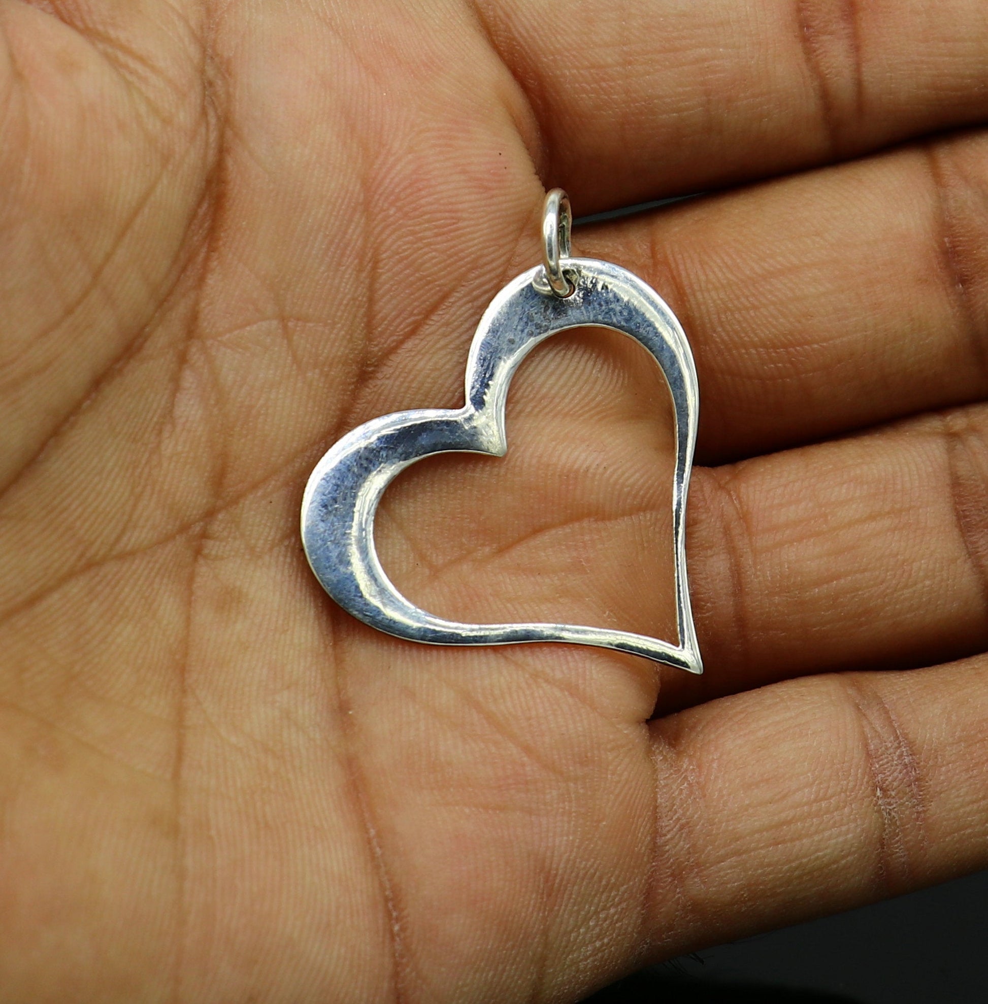 Handmade solid 925 sterling silver heart pendant, excellent unique design stylish unisex personalized gift pendant jewelry from india ssp521 - TRIBAL ORNAMENTS