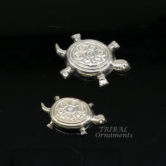 Handmade sterling silver vintage design small tortoise combo statue or sculpture, best puja article collection silver figurine article su870 - TRIBAL ORNAMENTS