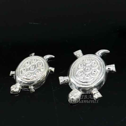 Handmade sterling silver vintage design small tortoise combo statue or sculpture, best puja article collection silver figurine article su870 - TRIBAL ORNAMENTS