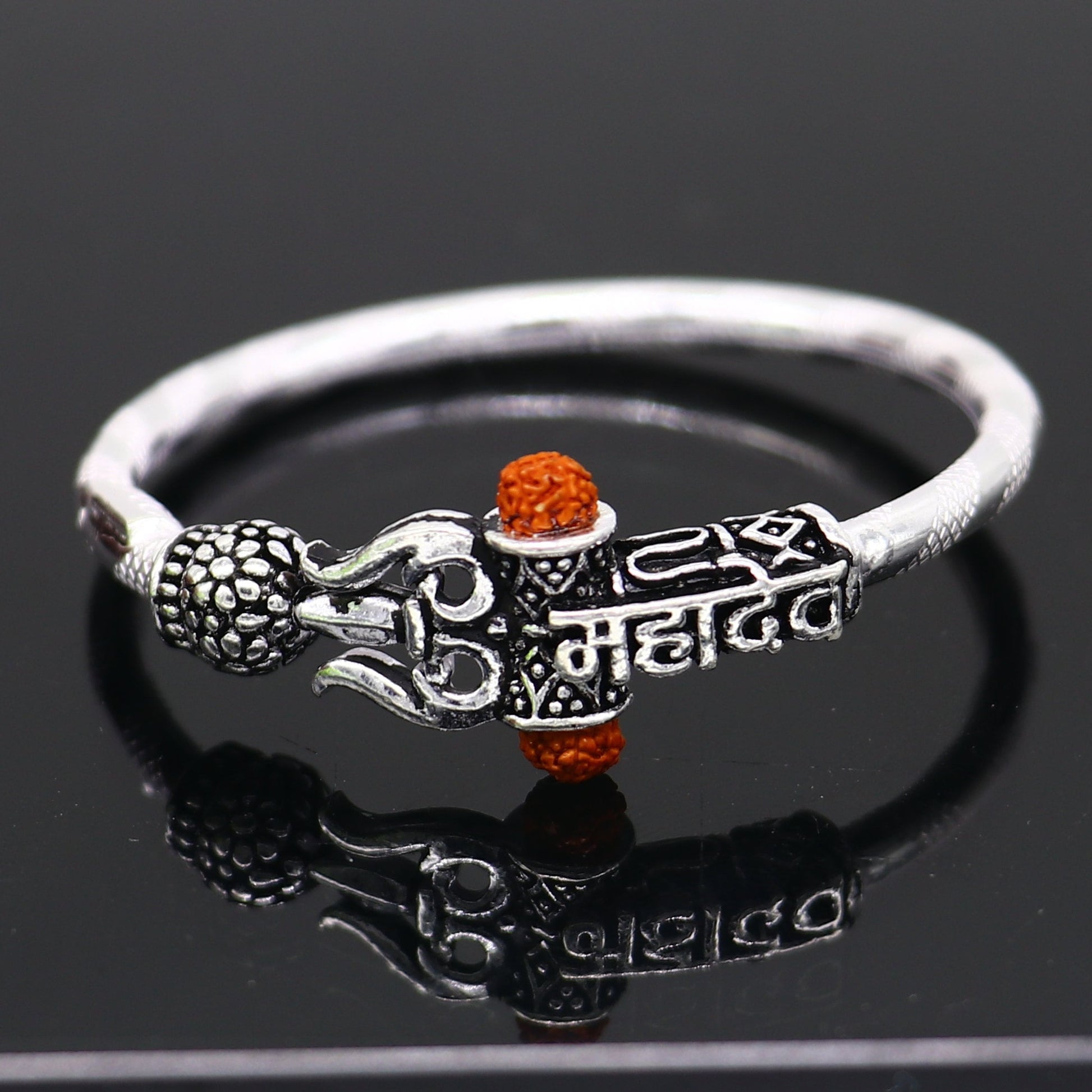 Handmade vintage antique design customized silver baby bangle kada, excellent lord shiva Mahadeva bangle bracelet kada for gifting nbbk240 - TRIBAL ORNAMENTS