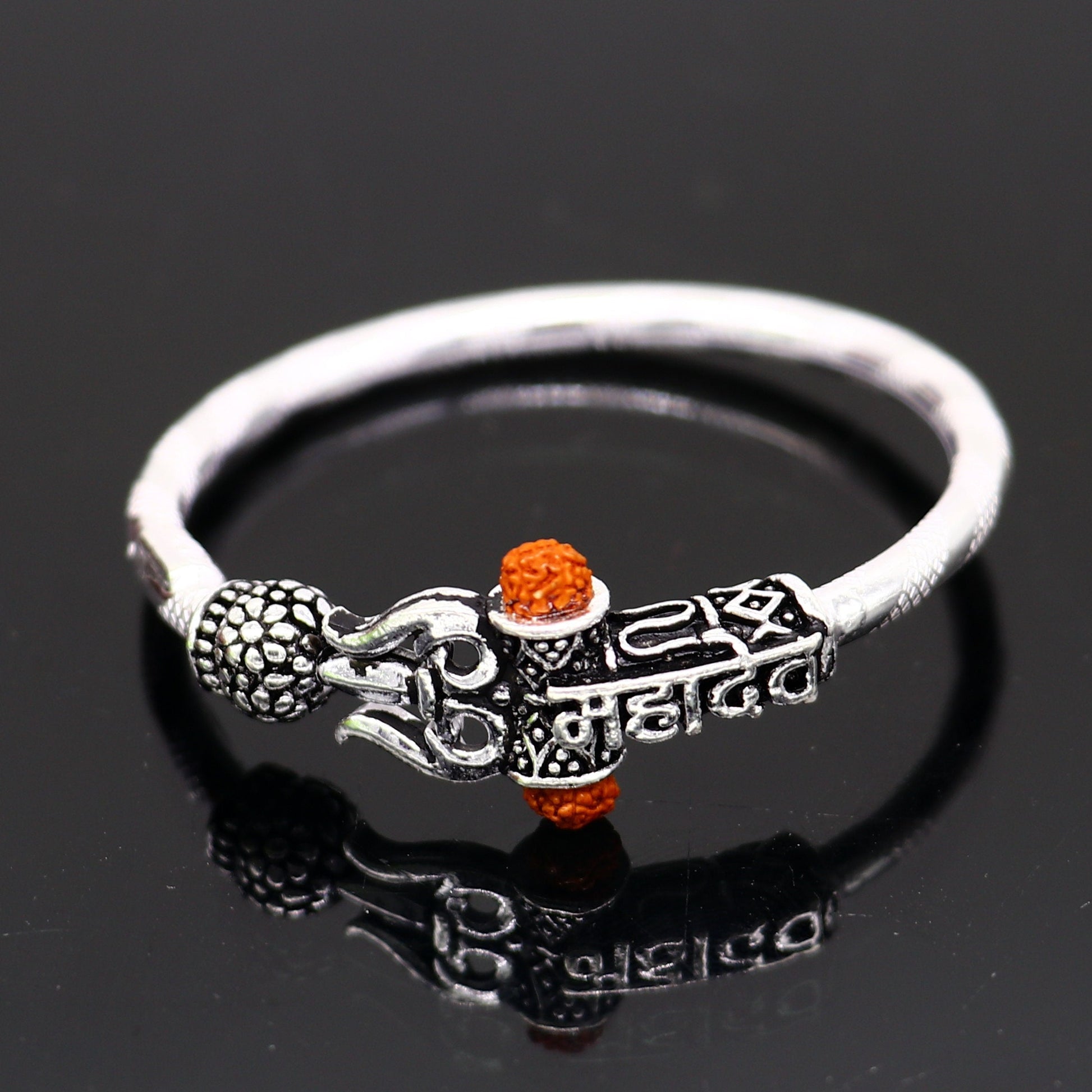Handmade vintage antique design customized silver baby bangle kada, excellent lord shiva Mahadeva bangle bracelet kada for gifting nbbk240 - TRIBAL ORNAMENTS