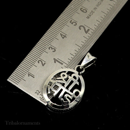 925 sterling silver Shree Sai idol pendant, handmade tribal jewelry featuring a divine Sai Baba design and personalized style.