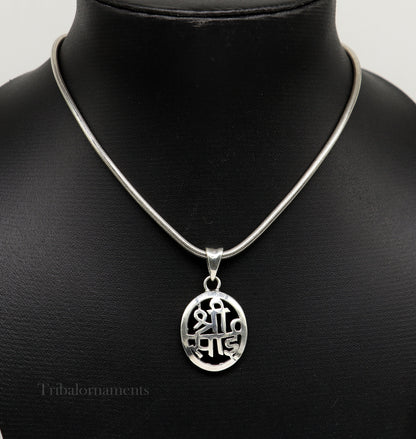 925 sterling silver Shree Sai pendant, handmade tribal jewelry featuring divine idol design, personalized religious pendant.