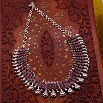 Indian belly dance Vintage antique design handmade 925 sterling silver fabulous charm necklace gifting tribal jewelry, temple jewelry set101 - TRIBAL ORNAMENTS