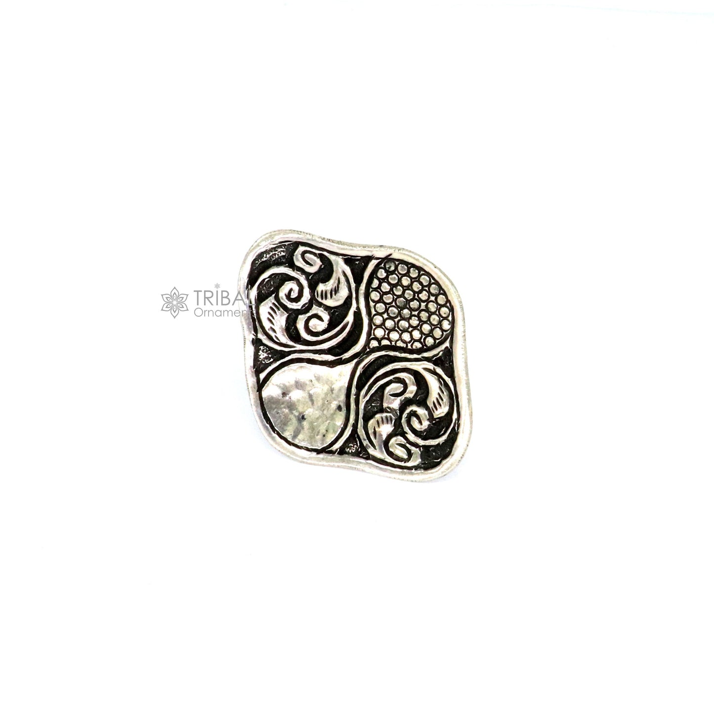 Indian Classical cultural flower design 925 sterling silver adjustable ring, best tribal ethnic jewelry Navratri jewelry sr390 - TRIBAL ORNAMENTS