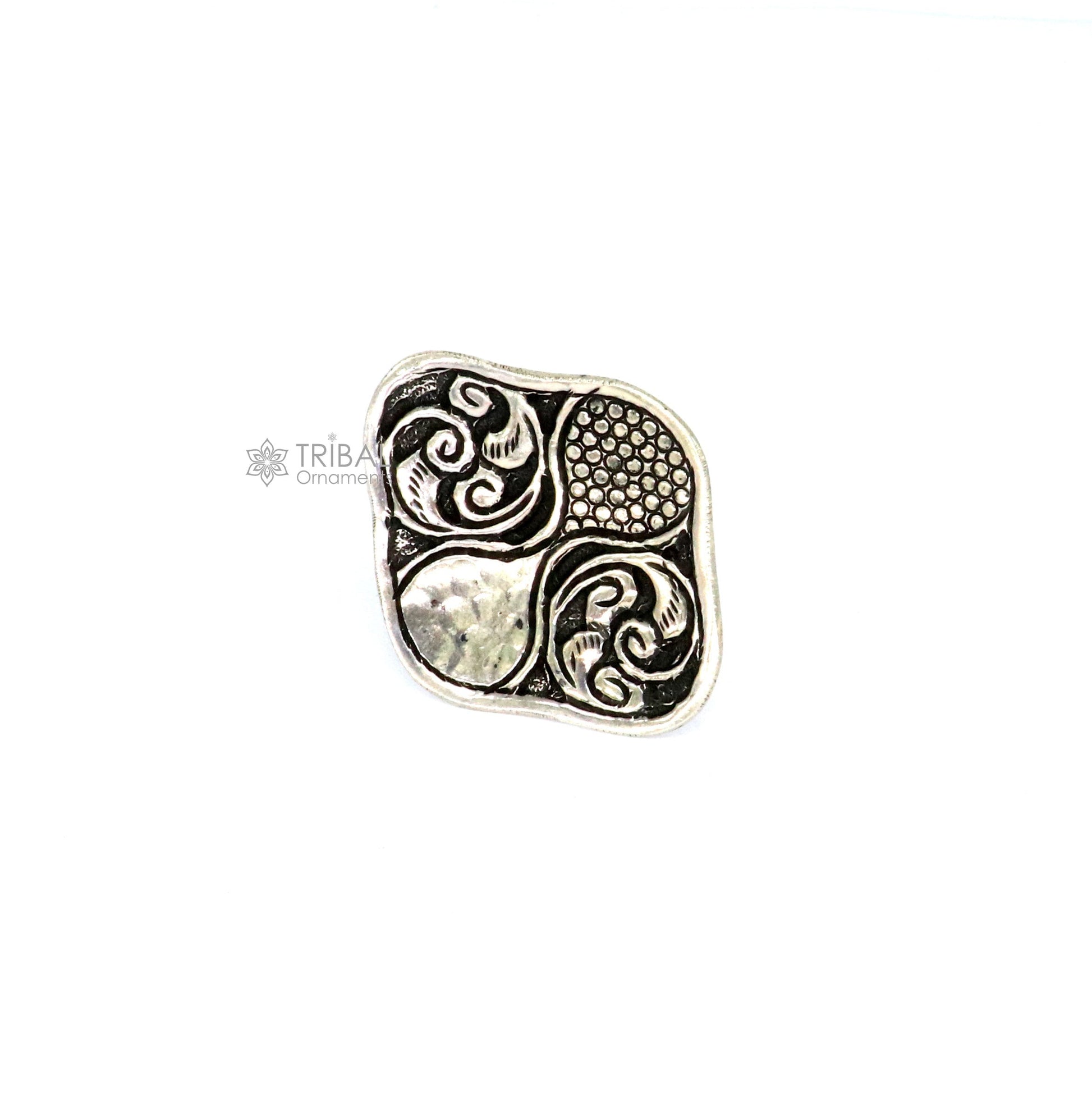 Indian Classical cultural flower design 925 sterling silver adjustable ring, best tribal ethnic jewelry Navratri jewelry sr390 - TRIBAL ORNAMENTS