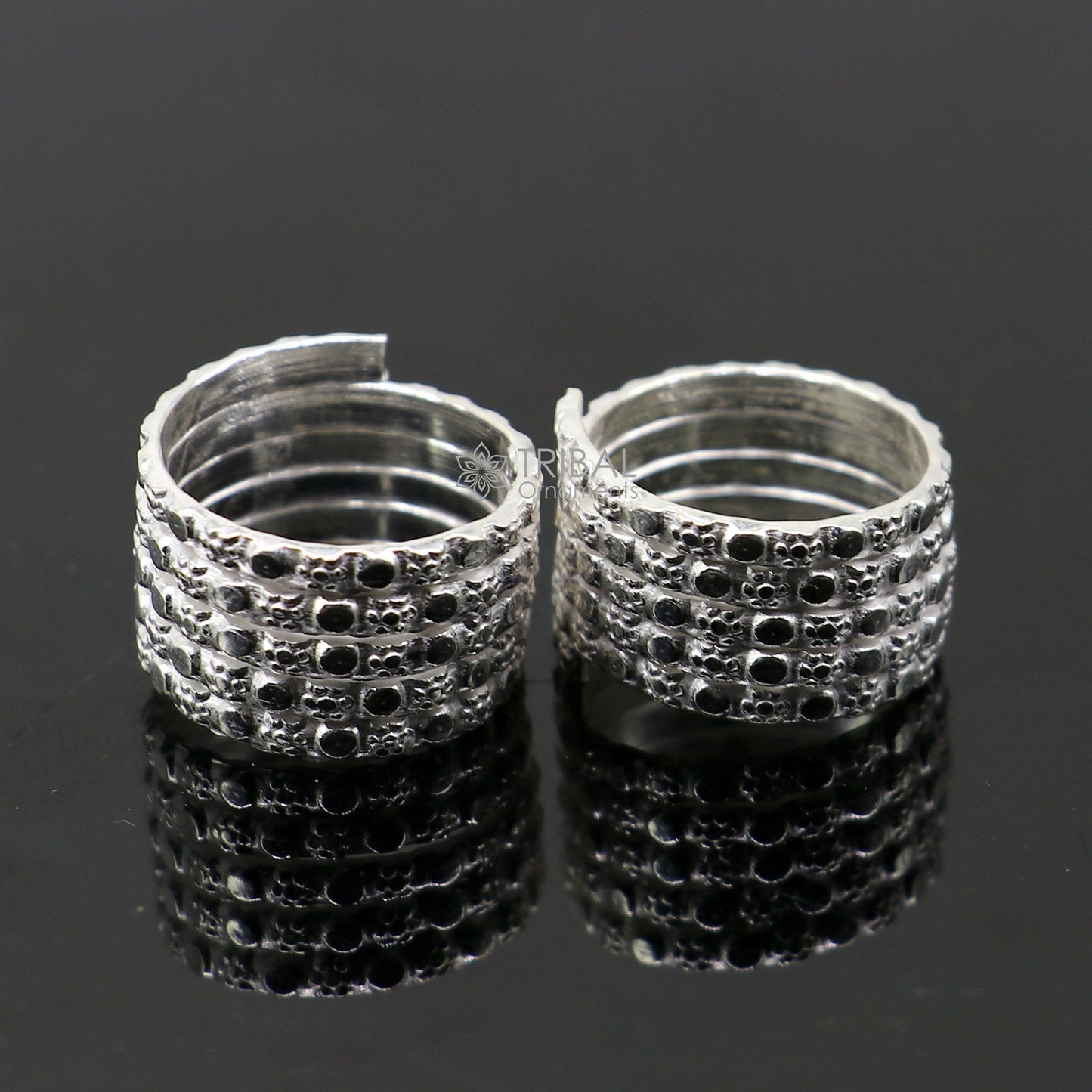 Indian Ethnic style handmade solid silver spiral design toe rings pair, excellent tribal customized belly dance hippie & boho jewelry ntr85 - TRIBAL ORNAMENTS