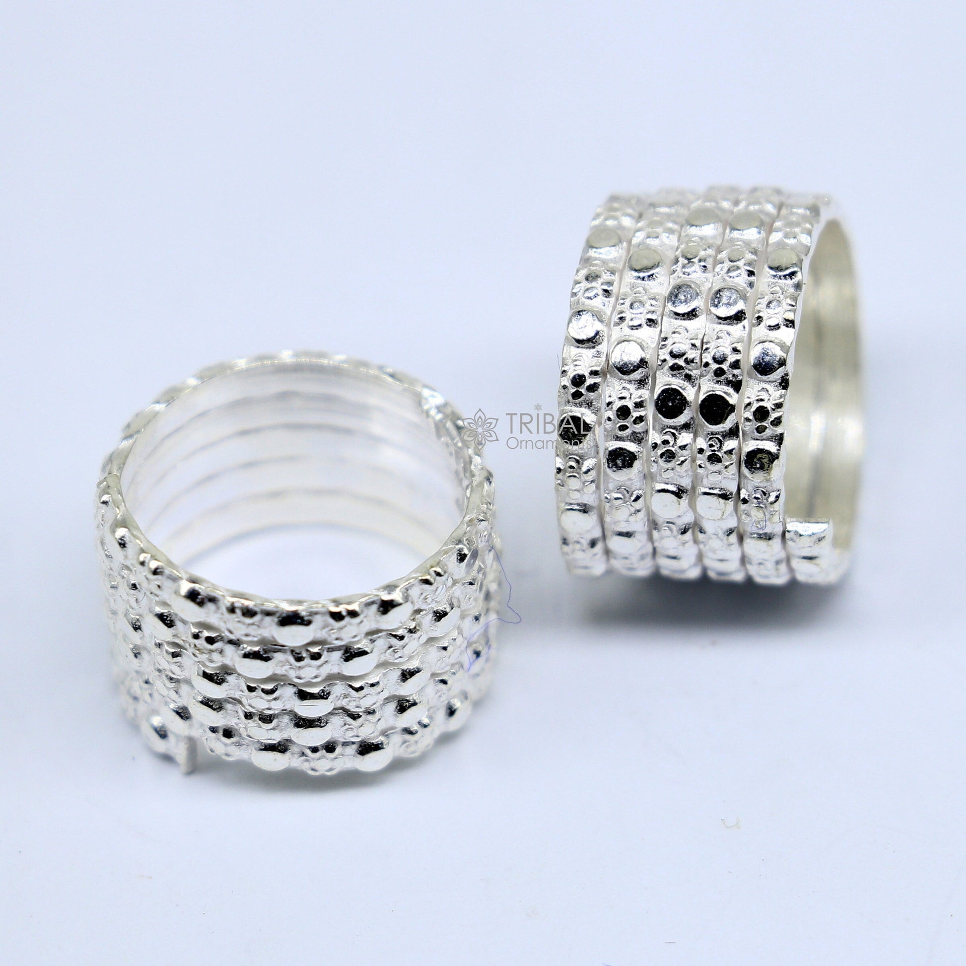 Indian Ethnic style handmade solid silver spiral design toe rings pair, excellent tribal customized belly dance hippie & boho jewelry ntr85 - TRIBAL ORNAMENTS