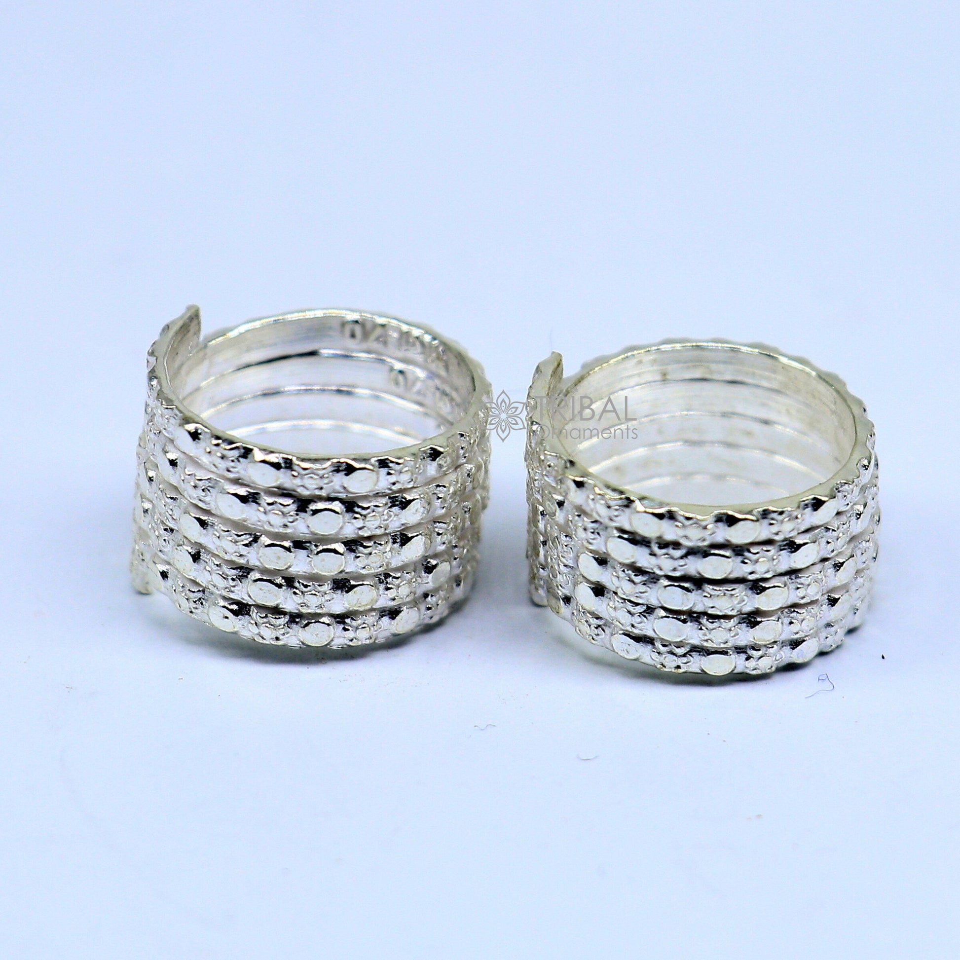 Indian Ethnic style handmade solid silver spiral design toe rings pair, excellent tribal customized belly dance hippie & boho jewelry ntr85 - TRIBAL ORNAMENTS