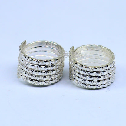 Indian Ethnic style handmade solid silver spiral design toe rings pair, excellent tribal customized belly dance hippie & boho jewelry ntr85 - TRIBAL ORNAMENTS