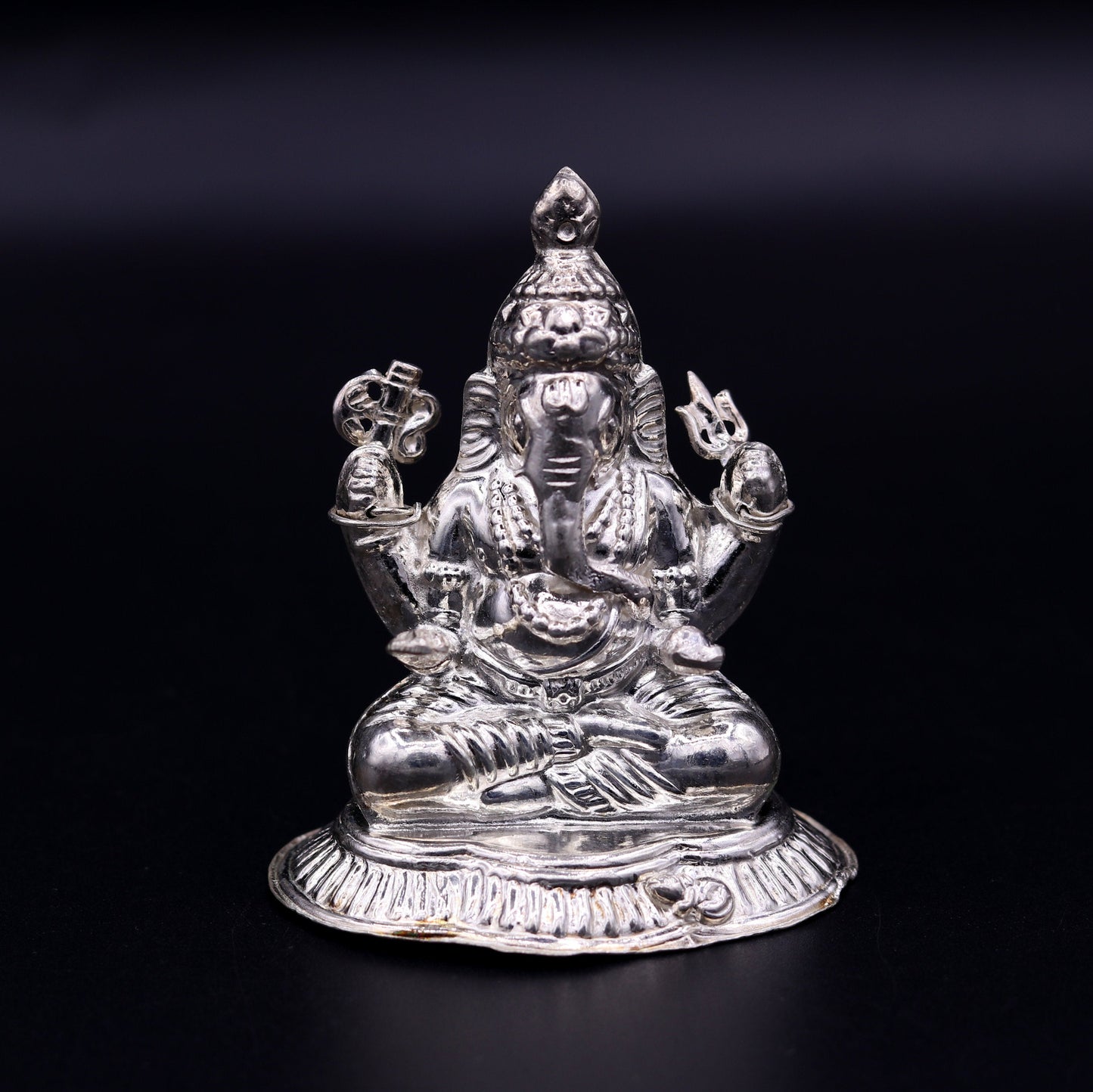 Indian idol lord Ganesha statue Sterling silver handmade gorgeous sculpture for Diwali puja home temple article from Rajasthan India sst02 - TRIBAL ORNAMENTS