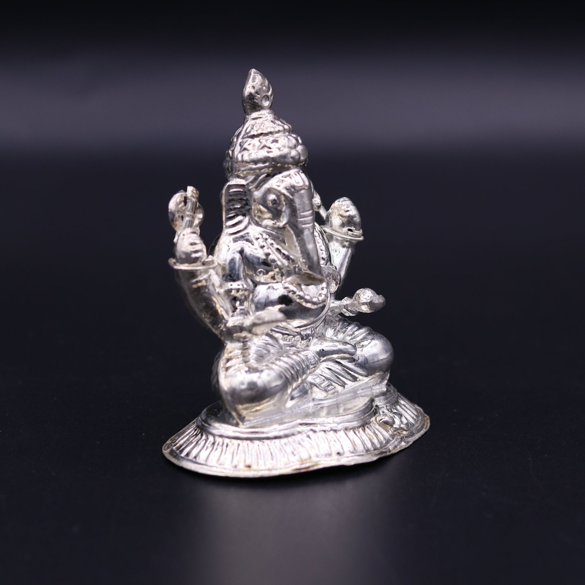 Indian idol lord Ganesha statue Sterling silver handmade gorgeous sculpture for Diwali puja home temple article from Rajasthan India sst02 - TRIBAL ORNAMENTS