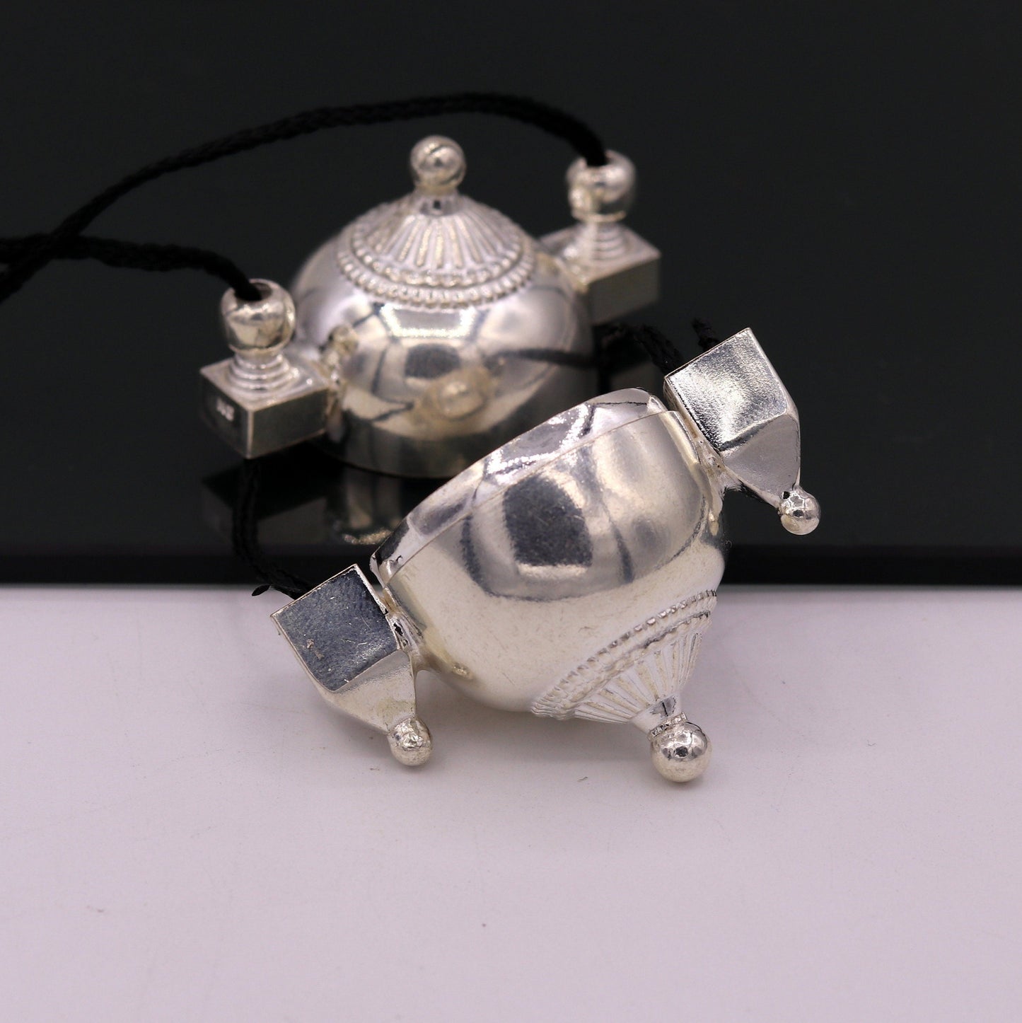 Indian lord shiva lingam box container box sterling silver pendant jewelry from rajasthan india nsp114 - TRIBAL ORNAMENTS