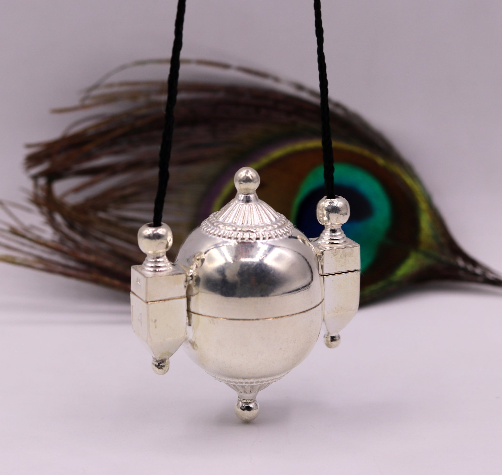 Indian lord shiva lingam box container box sterling silver pendant jewelry from rajasthan india nsp114 - TRIBAL ORNAMENTS