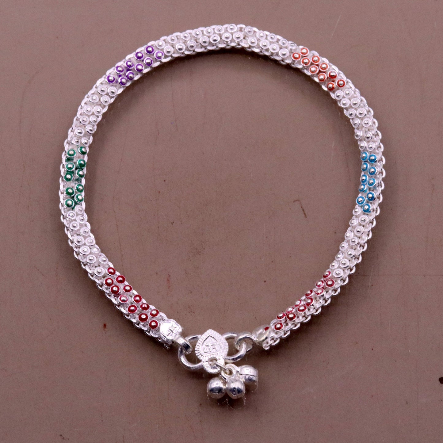 indian style 10.5" Sterling silver handmade gorgeous ankle bracelet gifting ankles feet bracelet tribal ethnic belly dance jewelry ank5 - TRIBAL ORNAMENTS