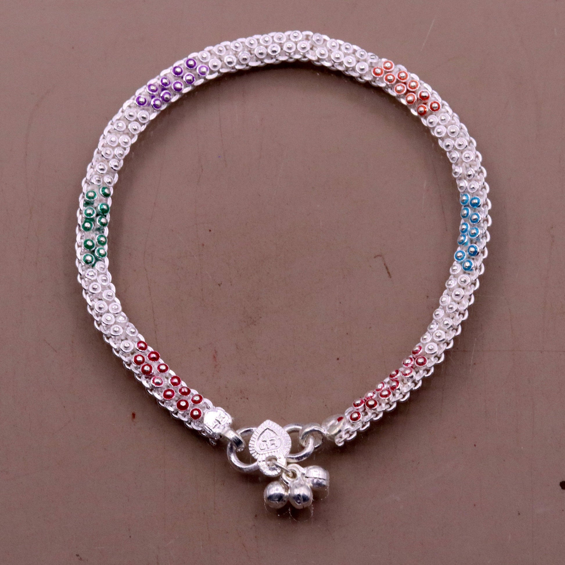 indian style 10.5" Sterling silver handmade gorgeous ankle bracelet gifting ankles feet bracelet tribal ethnic belly dance jewelry ank5 - TRIBAL ORNAMENTS