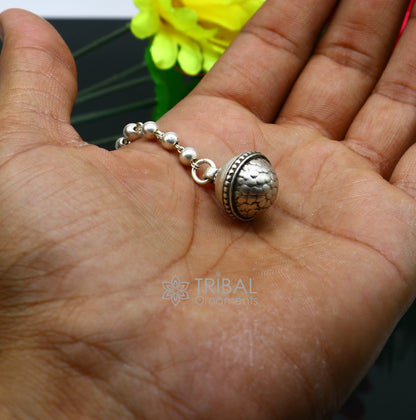 Indian traditional vintage-style mangtika hair jewelry in 925 sterling silver with intricate tribal ethnic design.