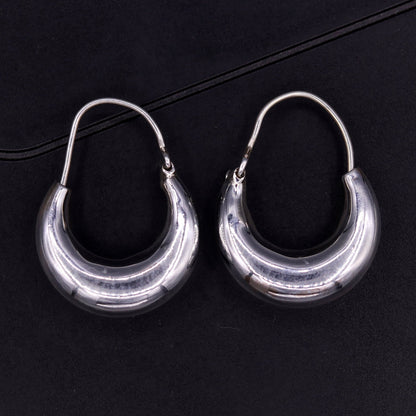 Indian traditional style 925 sterling pure silver handmade vintage style hoops earrings kundal, ethnic bali tribal jewelry from india s588 - TRIBAL ORNAMENTS