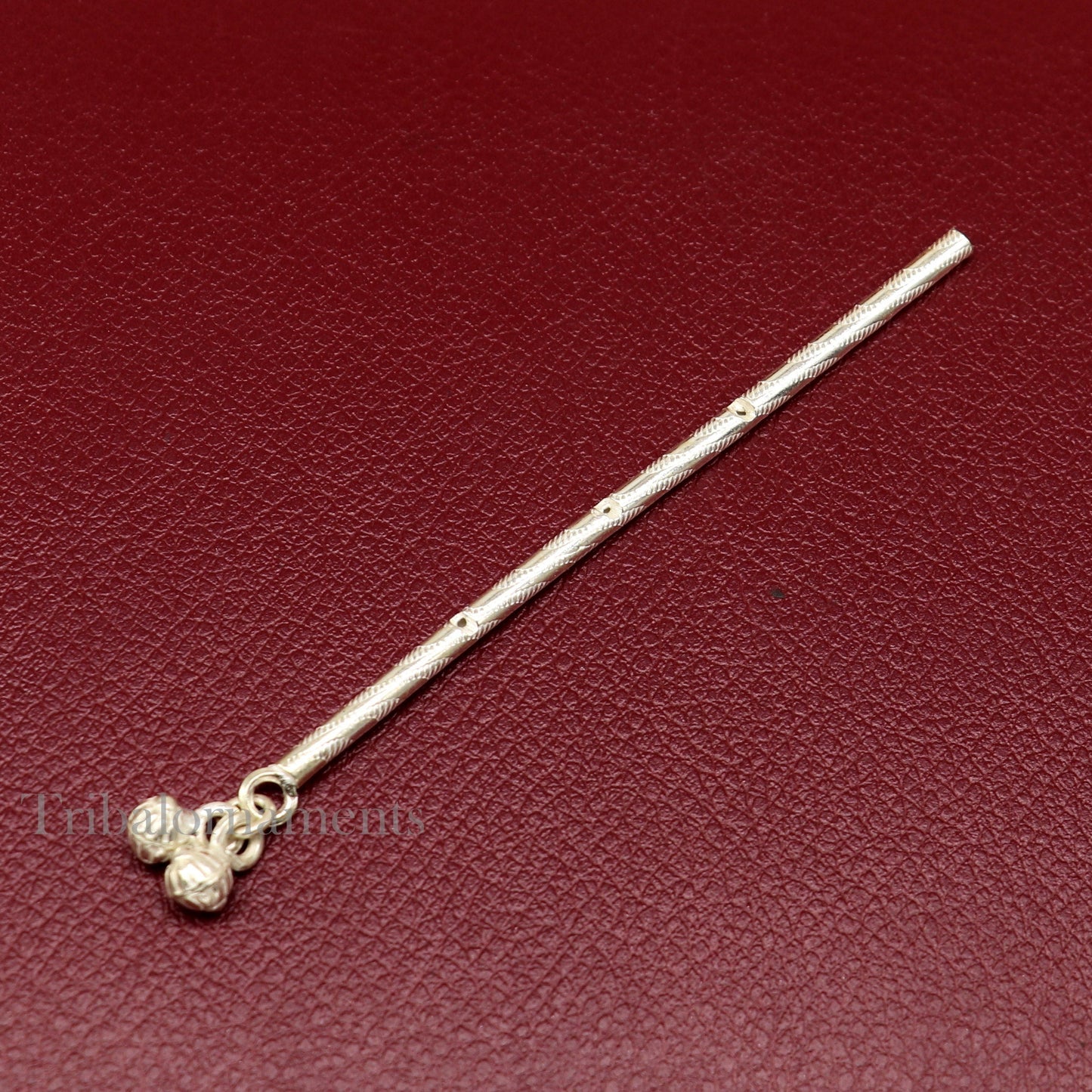 Krishna flute 8.5 cm Vintage design Solid silver handmade flute, silver bansuri, laddu gopala flute, little krishna flute puja art su505 - TRIBAL ORNAMENTS