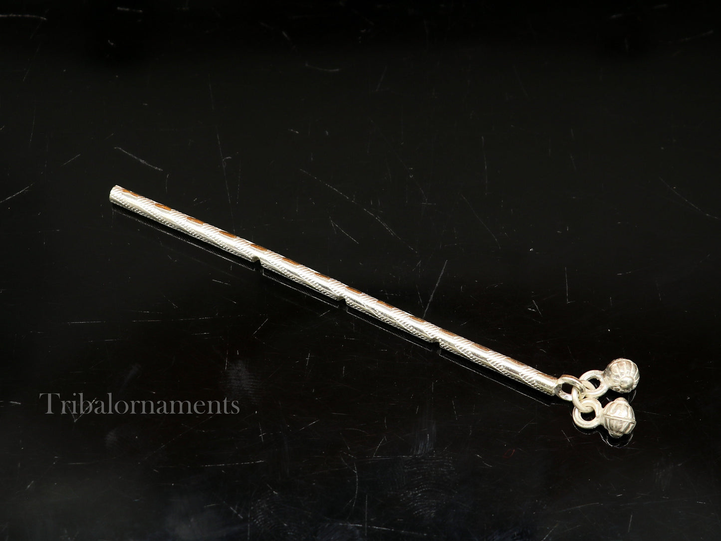 Krishna flute 8.5 cm Vintage design Solid silver handmade flute, silver bansuri, laddu gopala flute, little krishna flute puja art su505 - TRIBAL ORNAMENTS