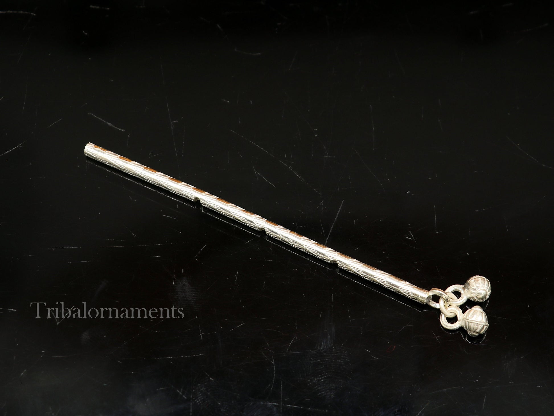 Krishna flute 8.5 cm Vintage design Solid silver handmade flute, silver bansuri, laddu gopala flute, little krishna flute puja art su505 - TRIBAL ORNAMENTS