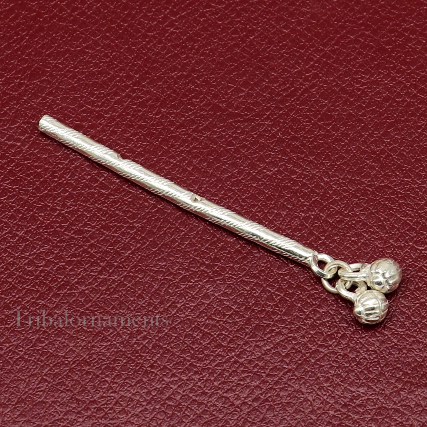 Krishna flute Solid sterling silver handmade idol krishna flute, silver bansuri, laddu gopala flute, little krishna flute puja art su503 - TRIBAL ORNAMENTS