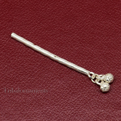 Krishna flute Solid sterling silver handmade idol krishna flute, silver bansuri, laddu gopala flute, little krishna flute puja art su503 - TRIBAL ORNAMENTS
