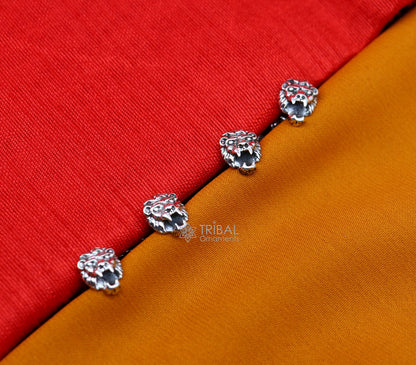 Lion face design 925 Sterling Silver set of 4 kurta Buttons for Fashion Perfection silver cufflinks, cultural trendy jewelry btn42 - TRIBAL ORNAMENTS