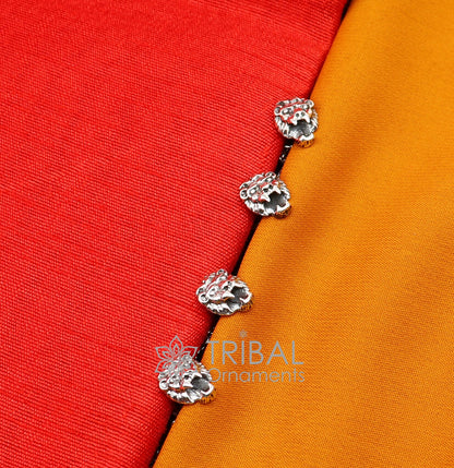 Lion face design 925 Sterling Silver set of 4 kurta Buttons for Fashion Perfection silver cufflinks, cultural trendy jewelry btn42 - TRIBAL ORNAMENTS