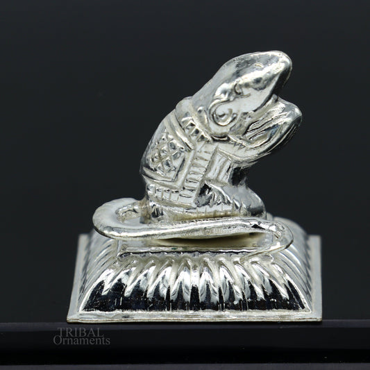 Lord Ganesha Vahan Mushak  maharaj sterling silver handmade small article for puja, best gift for lord ganesha, divine statue su608 - TRIBAL ORNAMENTS