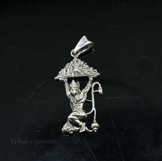 Sterling silver Hanuman Ji pendant by TRIBAL ORNAMENTS featuring intricate craftsmanship, divine design, perfect for gifting jewelry.