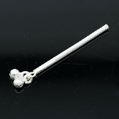 Lord Krishna flute terling silver handmade idol krishna flute, silver bansuri, laddu gopala flute, little krishna flute puja art su659 - TRIBAL ORNAMENTS