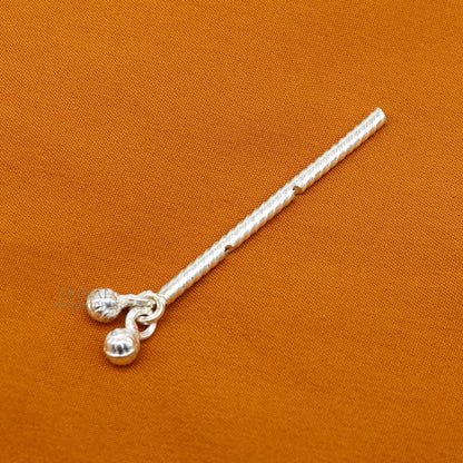 Lord Krishna flute terling silver handmade idol krishna flute, silver bansuri, laddu gopala flute, little krishna flute puja art su659 - TRIBAL ORNAMENTS