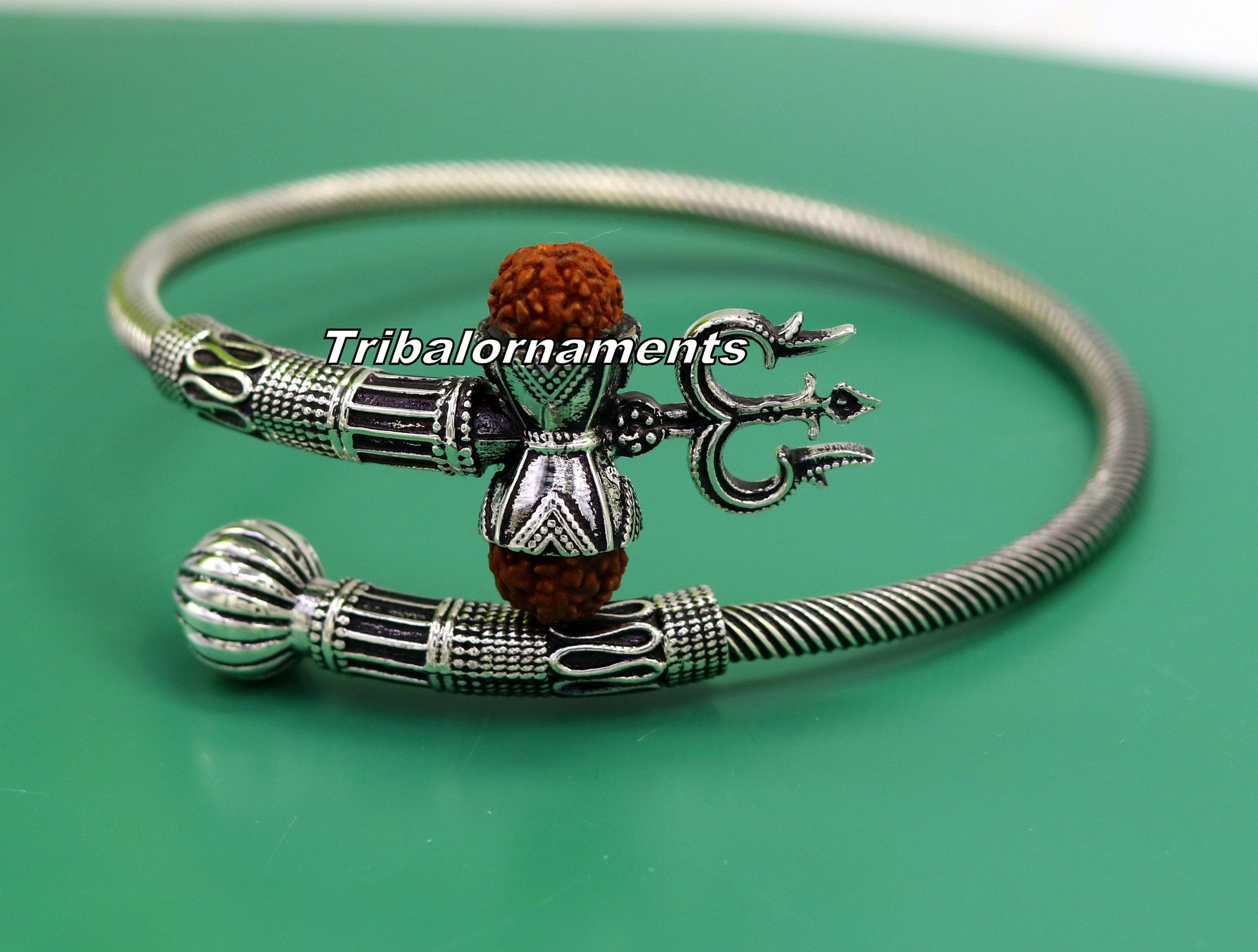 Lord Shiva 925 sterling silver handmade Rudraksha bangle bracelet excellent customized unisex wrist temple jewelry, excellent gifting nsk236 - TRIBAL ORNAMENTS