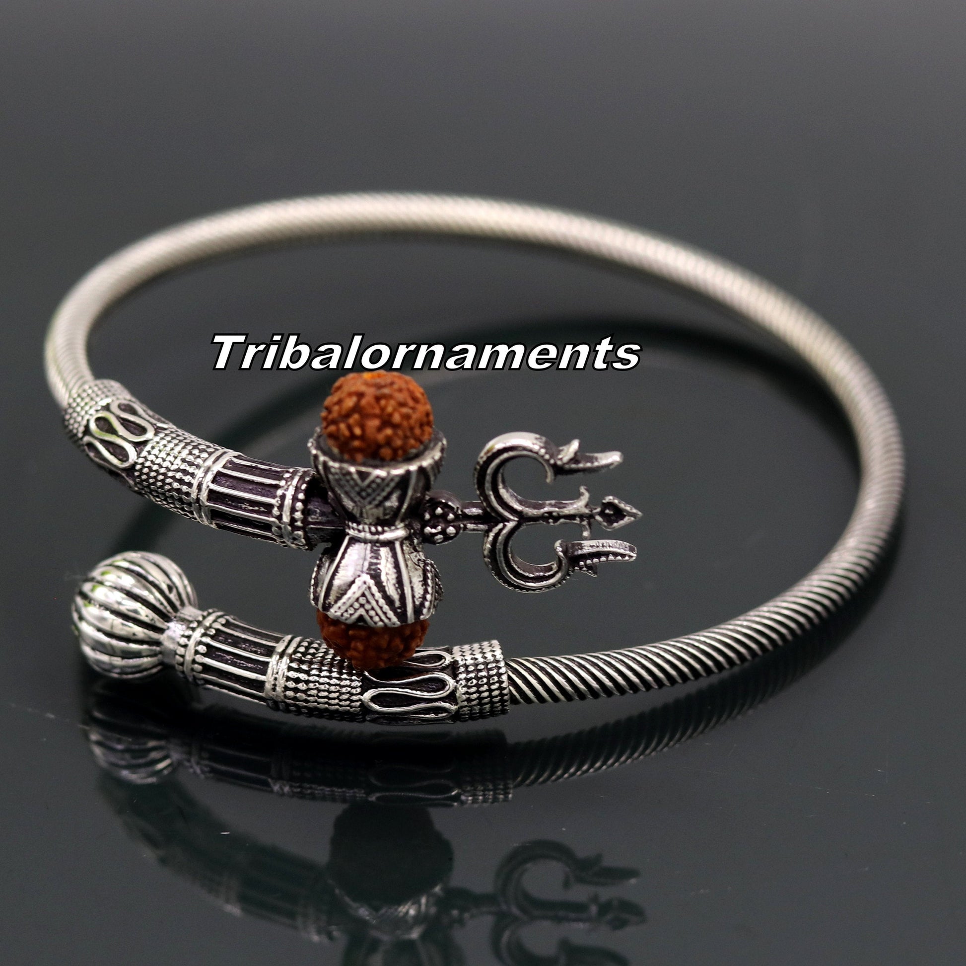 Lord Shiva 925 sterling silver handmade Rudraksha bangle bracelet excellent customized unisex wrist temple jewelry, excellent gifting nsk236 - TRIBAL ORNAMENTS