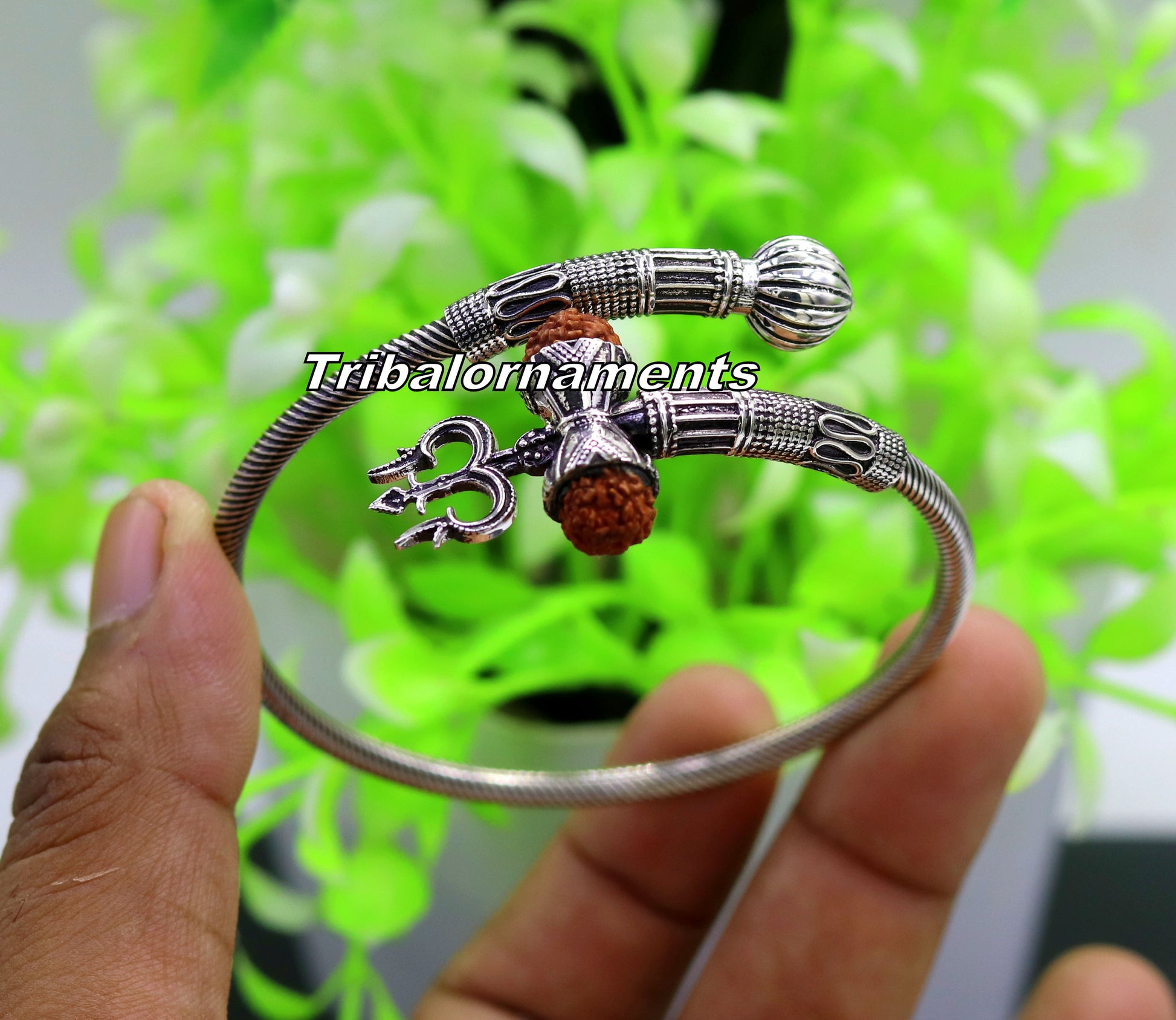Lord Shiva 925 sterling silver handmade Rudraksha bangle bracelet excellent customized unisex wrist temple jewelry, excellent gifting nsk236 - TRIBAL ORNAMENTS