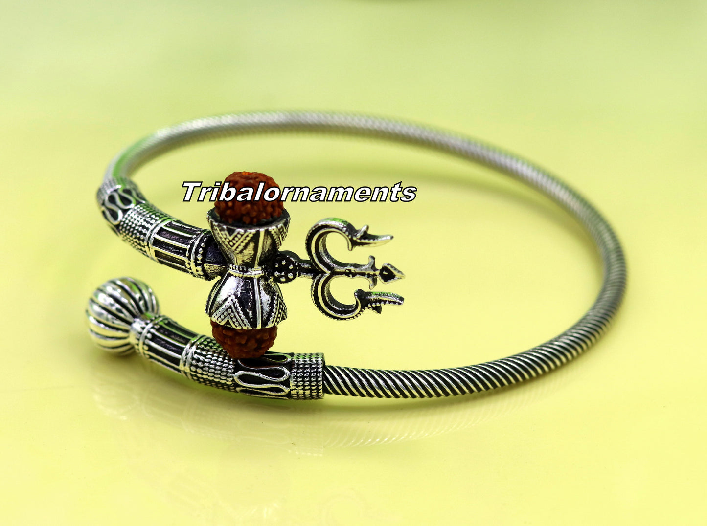 Lord Shiva 925 sterling silver handmade Rudraksha bangle bracelet excellent customized unisex wrist temple jewelry, excellent gifting nsk236 - TRIBAL ORNAMENTS