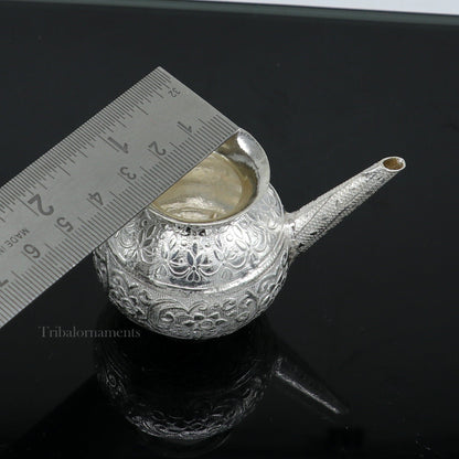 Lord Shiva Abhishek pot, best designer nozzle sold silver kalash puja utensils article from, best diwali puja article for home temple su537 - TRIBAL ORNAMENTS