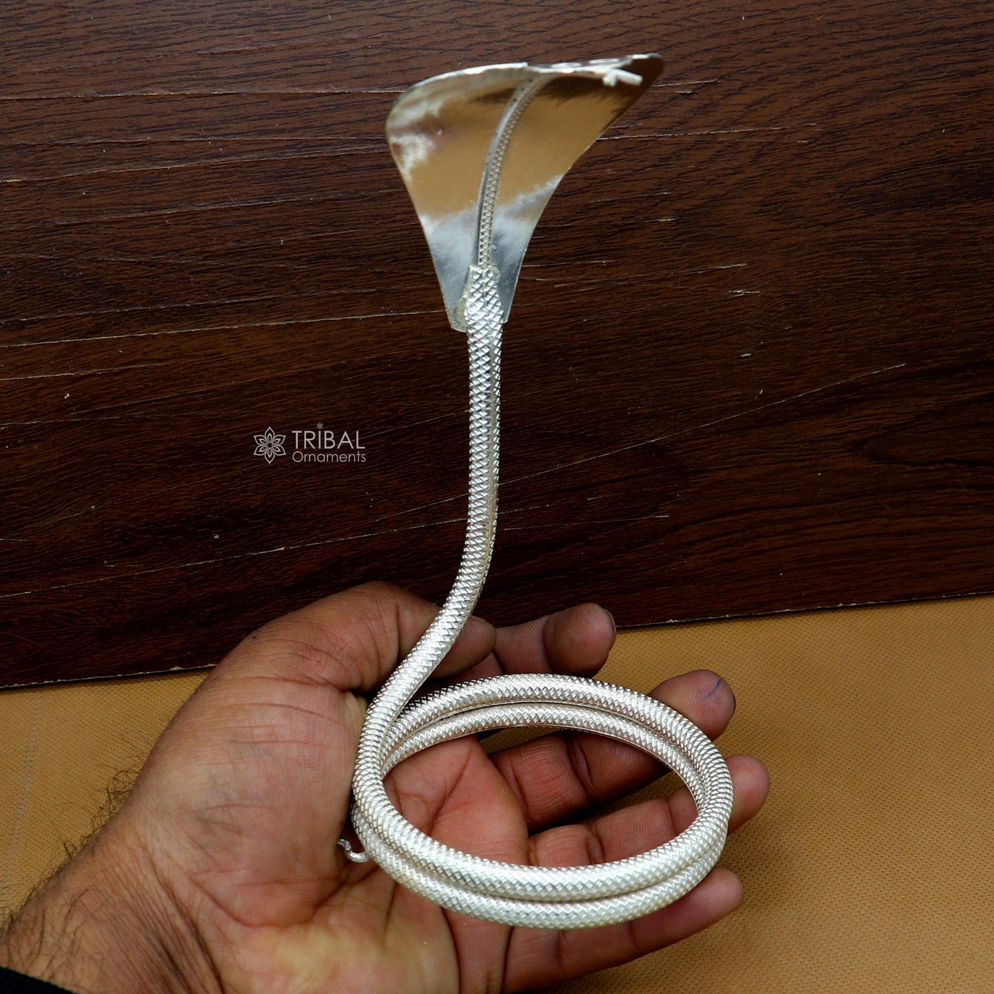 Lord Shiva Snake 925 silver handmade Divine 6.5" snake or shiva snake for puja or worshipping, best gifting to Mahadeva article su1281 - TRIBAL ORNAMENTS