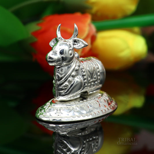 Lord Shiva Vahan Nandi Maharaj sterling silver handmade small article for puja, best gift for lord Shiva, divine statue su614 - TRIBAL ORNAMENTS