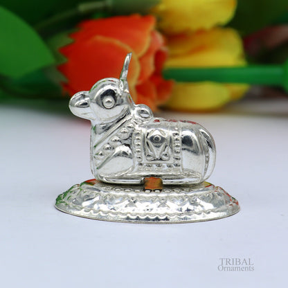 Lord Shiva Vahan Nandi Maharaj sterling silver handmade small article for puja, best gift for lord Shiva, divine statue su614 - TRIBAL ORNAMENTS